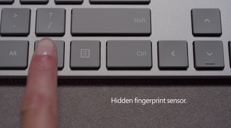 Microsoft’s new Modern Keyboard “hides” a fingerprint sensor between its keys