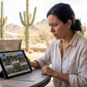 Phoenix user checking Pinterest privacy settings on mobile device